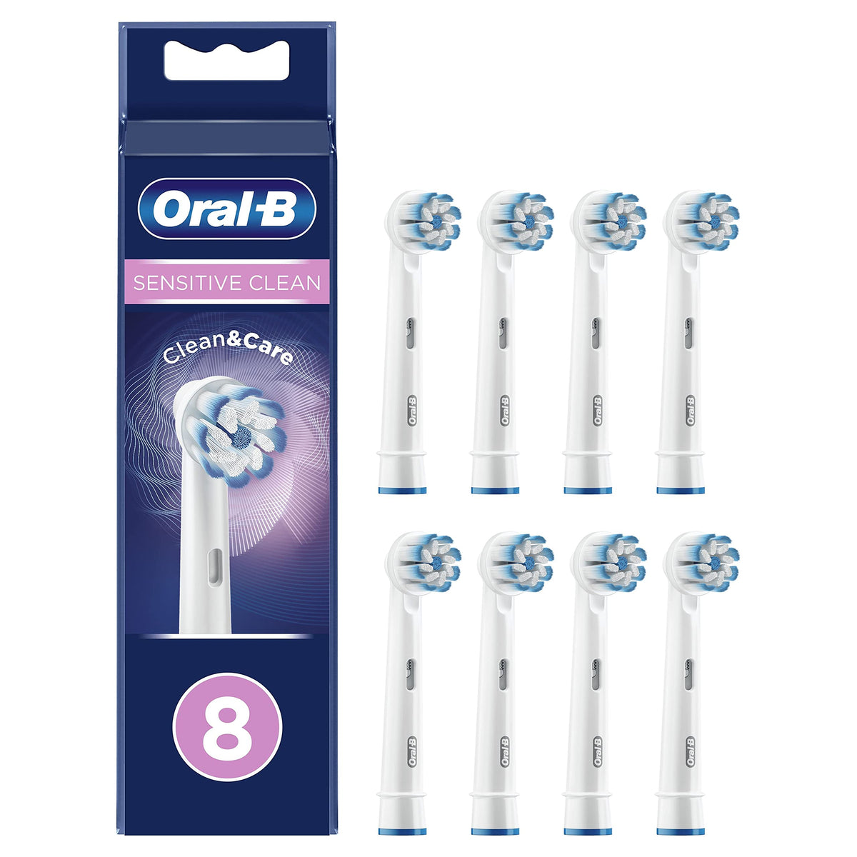 Oral B Sensitive Clean Replacement Brush Heads x 8 Original - Oral-B Official Imagery - 1