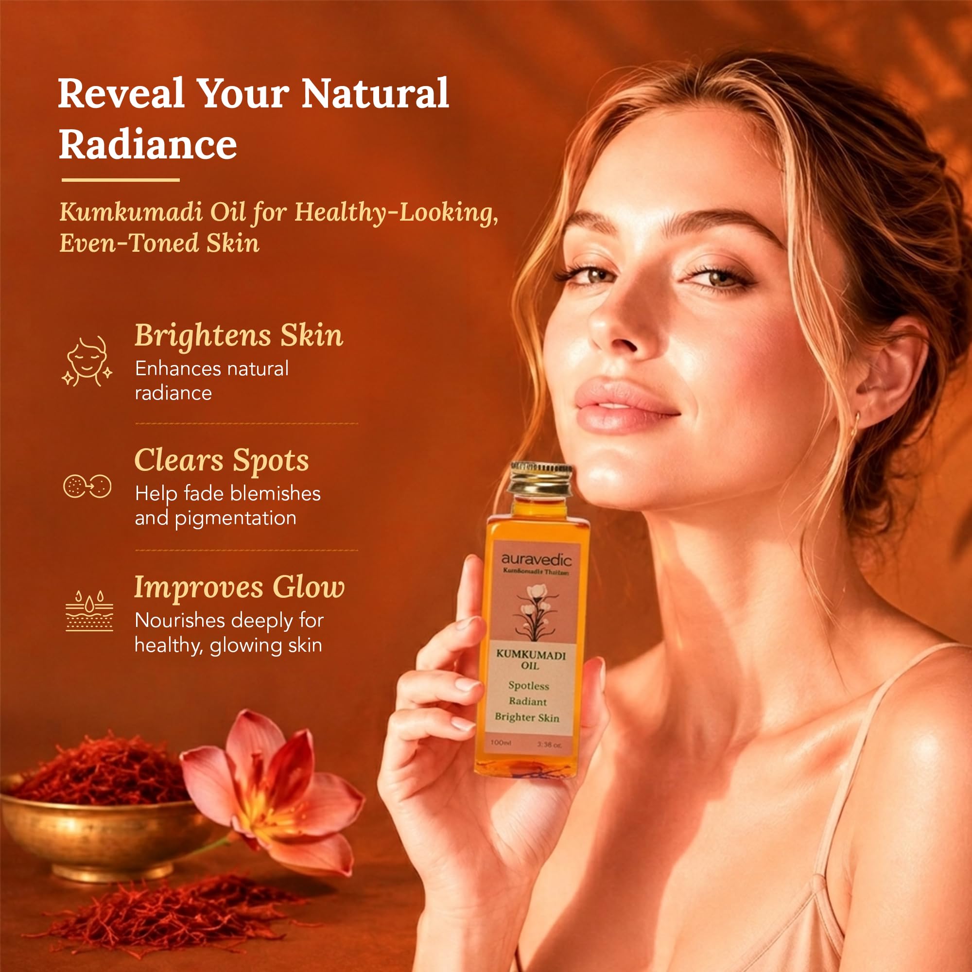 Auravedic Kumkumadi Oil Pure Saffron for Ultra Radiant Skin - Auravedic