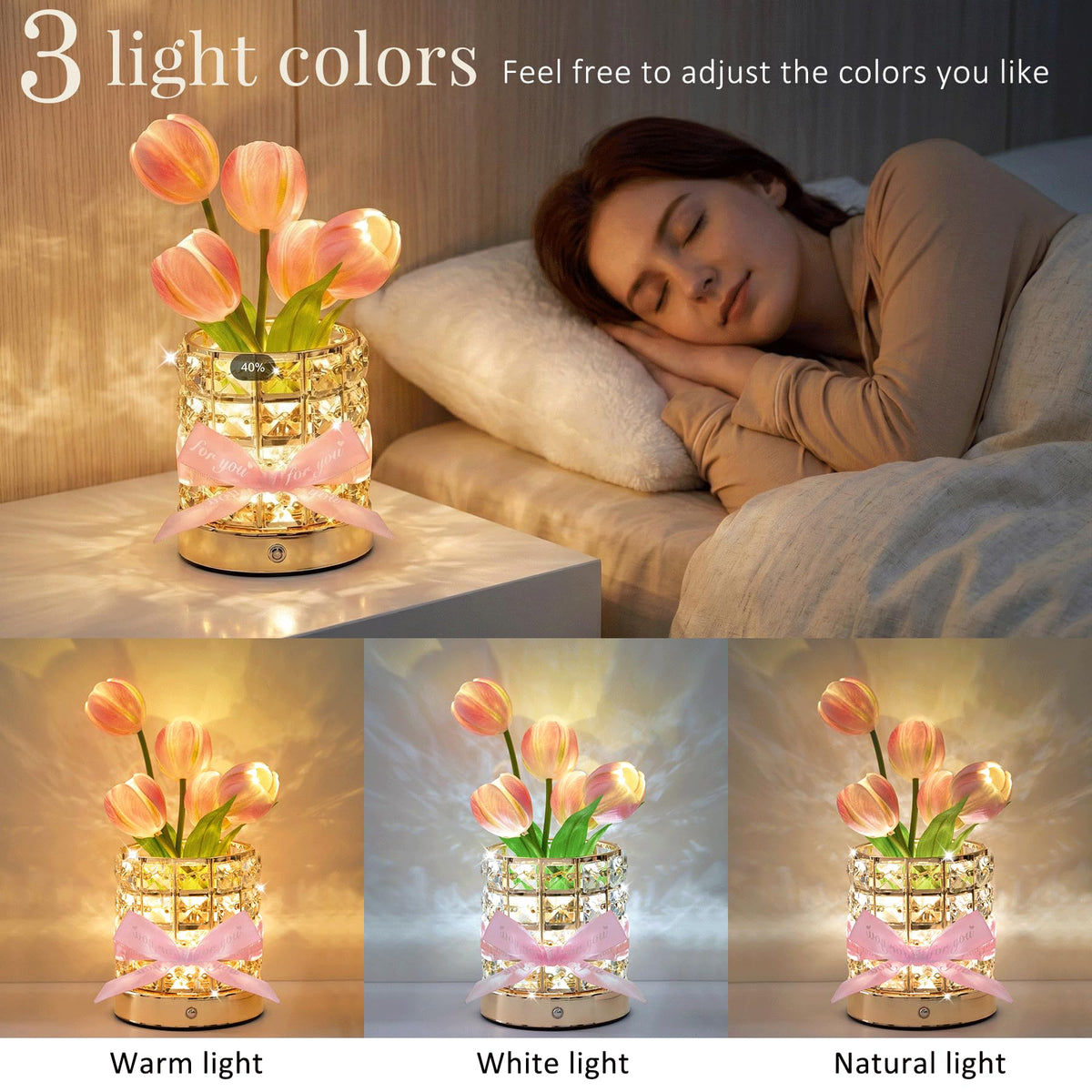 Flower Lamp Rechargeable Tulip Night Light with Cordless - NuuNuy Official Imagery - 4