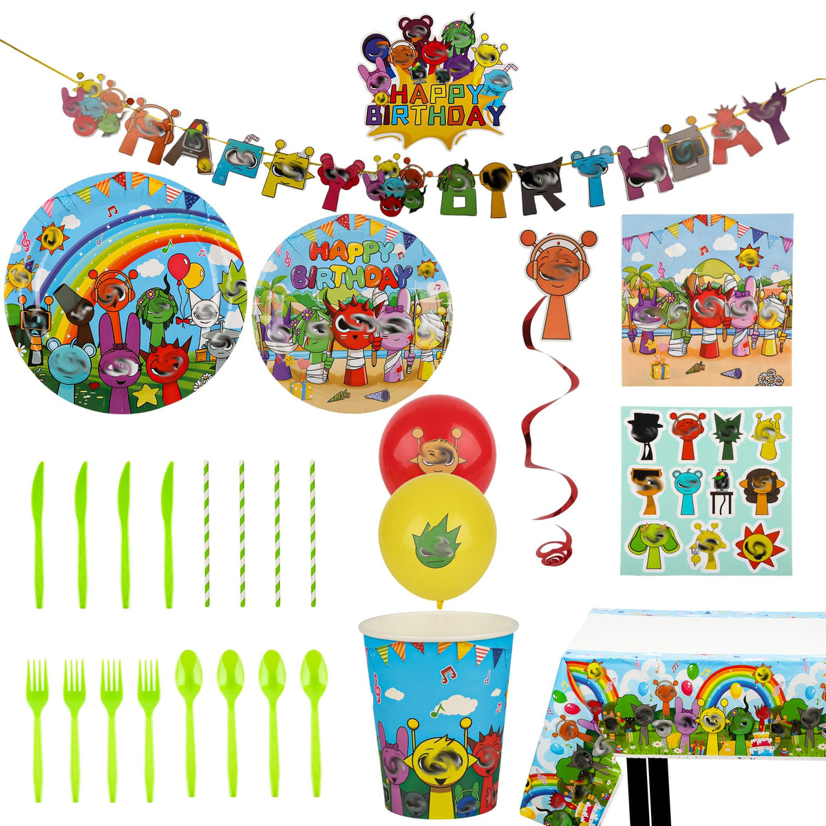 229 PCS Birthday Party Supplies Set Serves 20 Plates Cups - DUMBI Official Imagery - 1