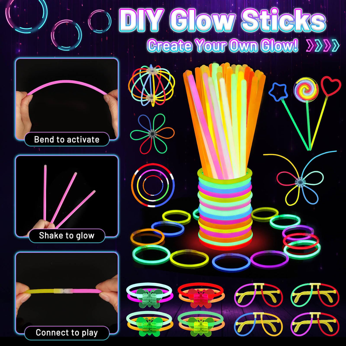 276 PCS Glow in the Dark Party Supplies Light Up Party - Tetutor Official Imagery - 4