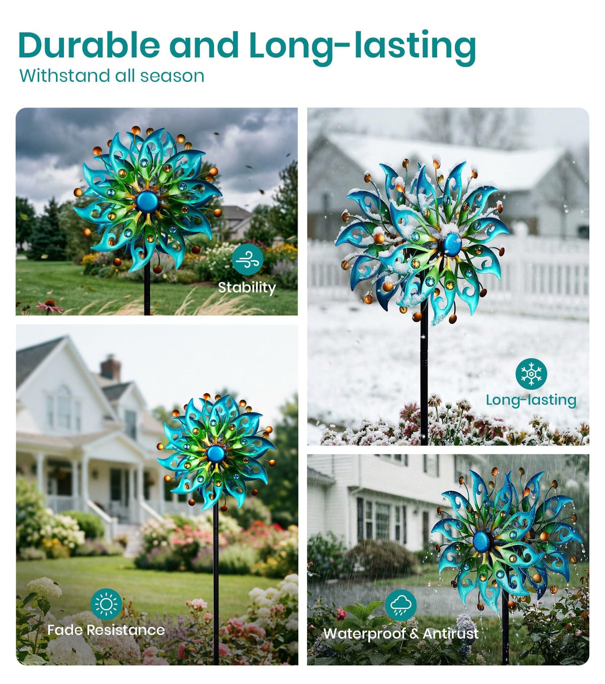 Solar Wind Spinners Outdoor Yard Decorations Outdoor Peacock - VUFOZ Official Imagery - 8