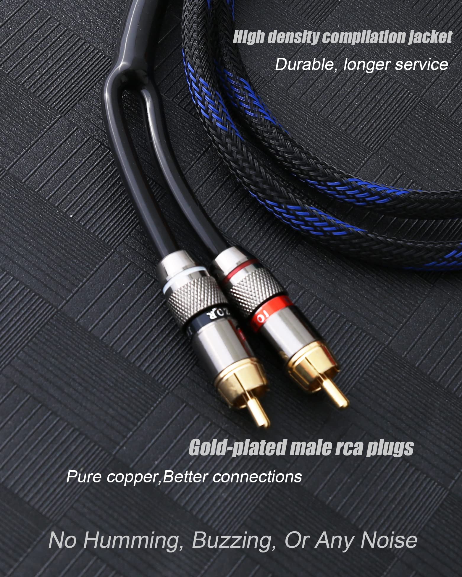 JORZOR Audiophile HiFi OFC Audio Cable 3.5mm Male to 2 RCA Male A by JORZOR - Angle View 3