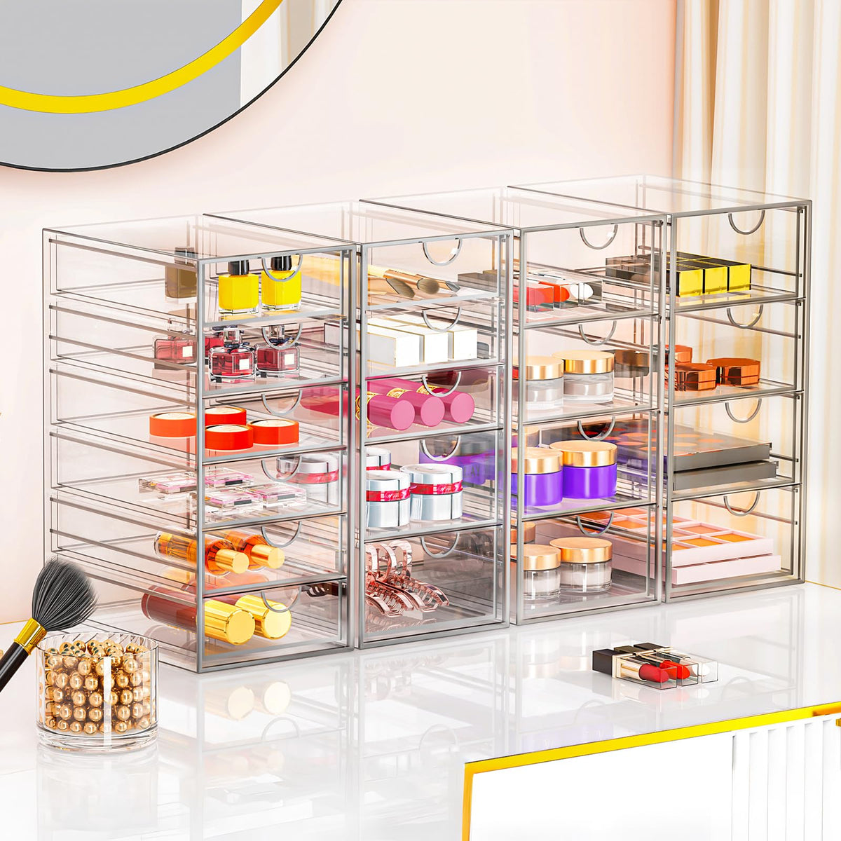 Acrylic Makeup Organizer with 19 Drawers Storage Drawer - YFXCVSL Official Imagery - 7