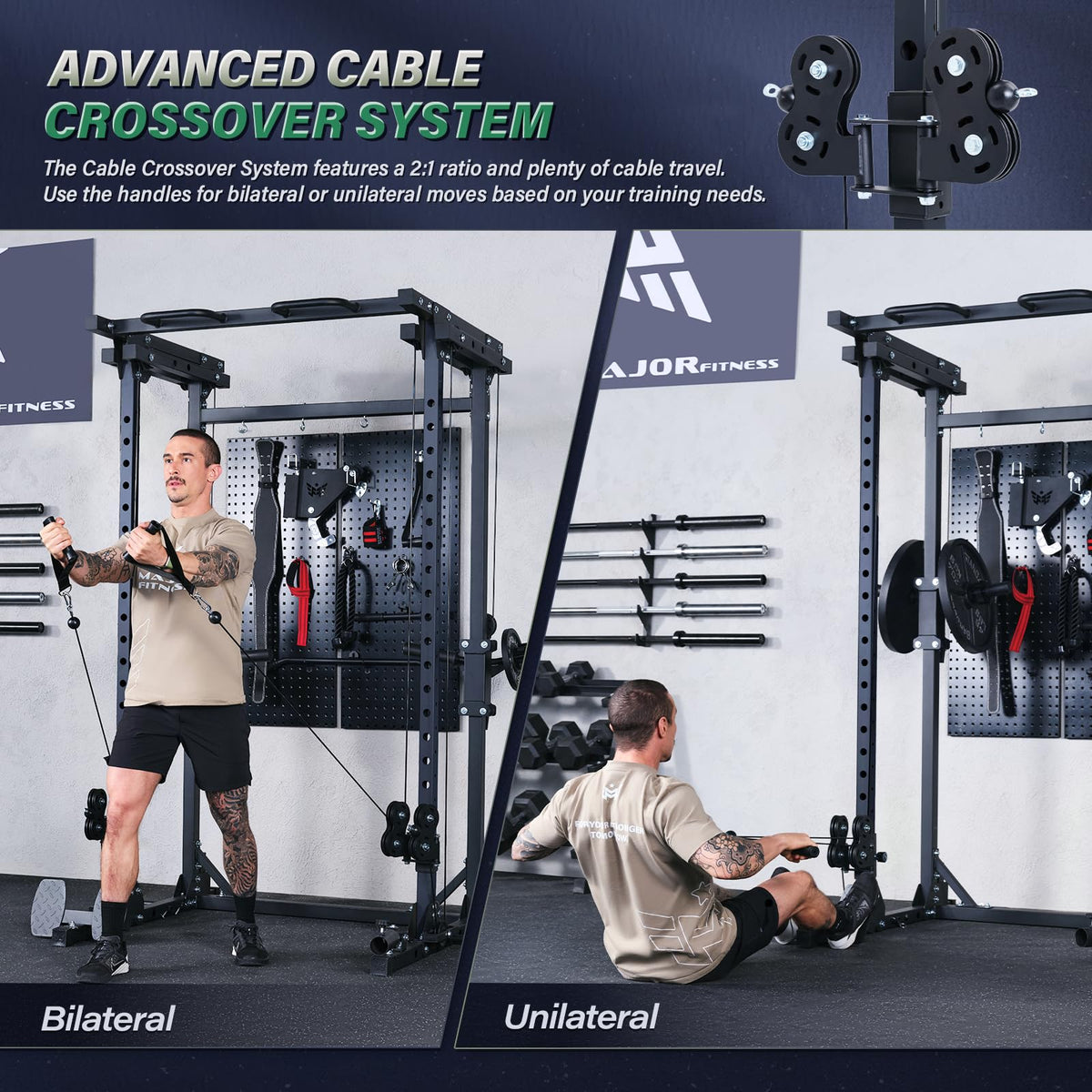 MAJOR FITNESS Drone3 Power Rack 2500lbs Multi Function Home - MAJOR FITNESS Official Imagery - 4