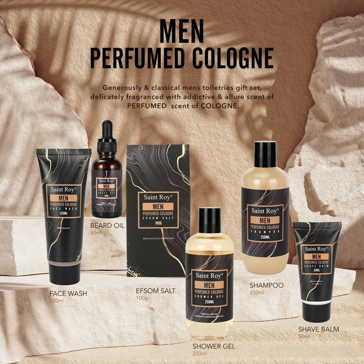 Bath Body Gift Set for Men Father s Day Gifts Beard Grooming - Saint Roy Official Imagery - 3
