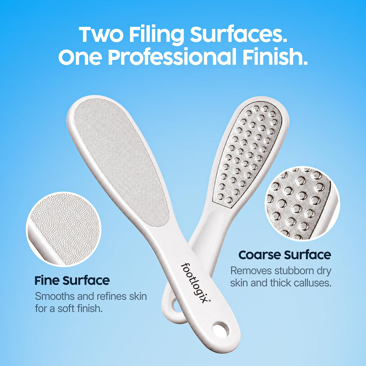 Footlogix Double Sided Stainless Steel Foot File with - FOOTLOGIX Official Imagery - 5