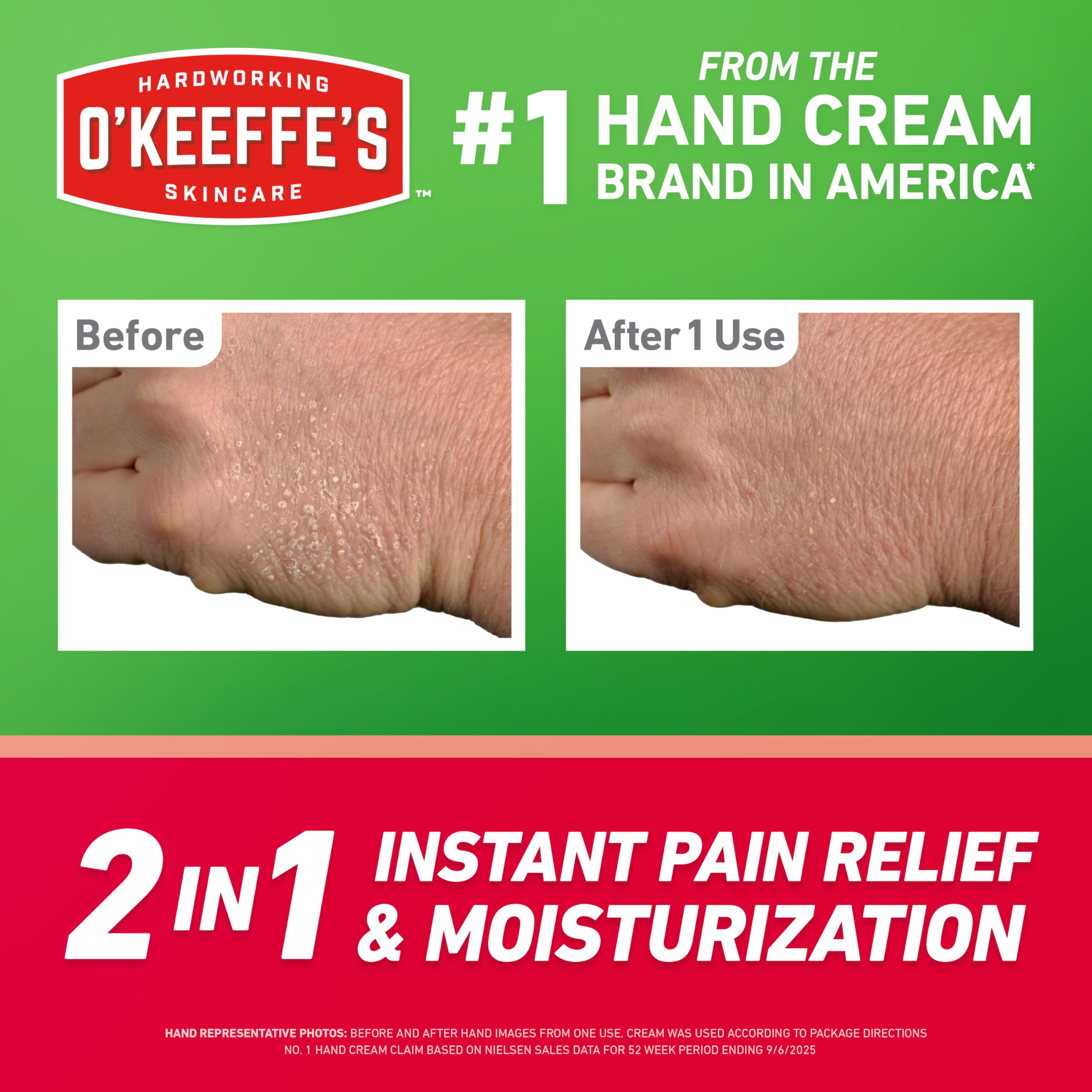 O'Keeffe's Working Hands Pain Relief Cream, 4% Lidocaine, 3oz Tube