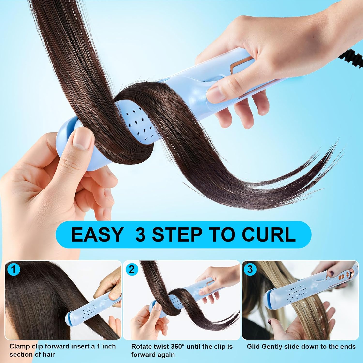 AraSyleon hair straightener and curling iron for women, showcasing airflow curling design for short to long hair styling.