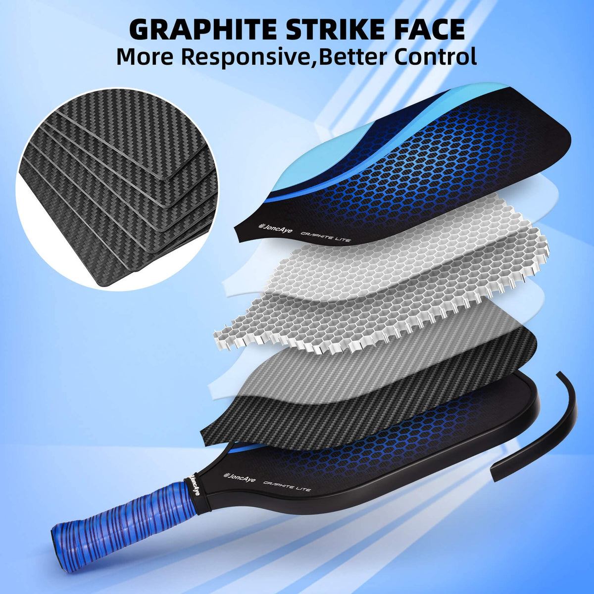JoncAye Pickleball Paddles Set of 4 or 2 Fiberglass Rackets - JoncAye Official Imagery - 4