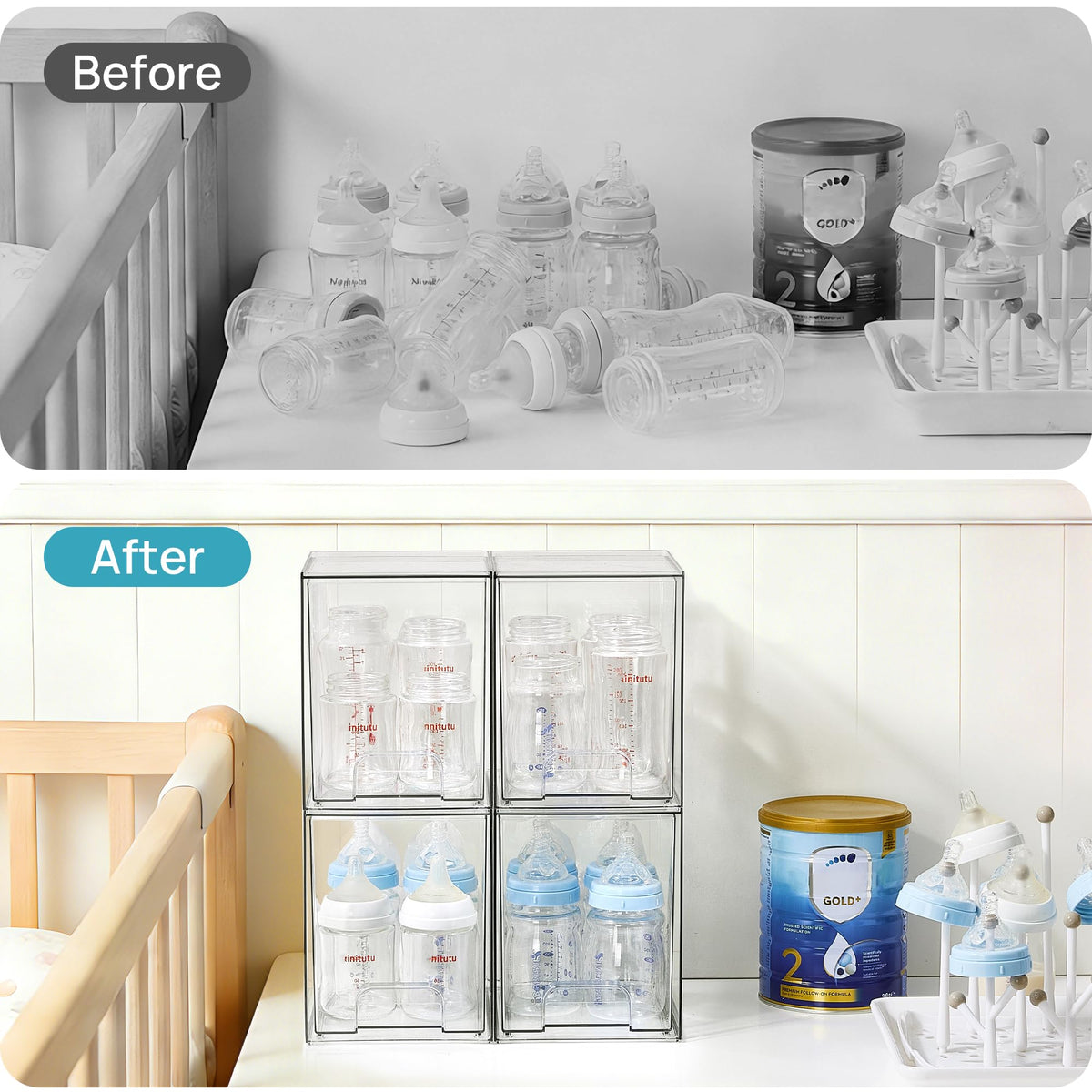 Vtopmart Clear Stackable Storage Drawers 4 Pack Tall Plastic - Vtopmart Official Imagery - 5