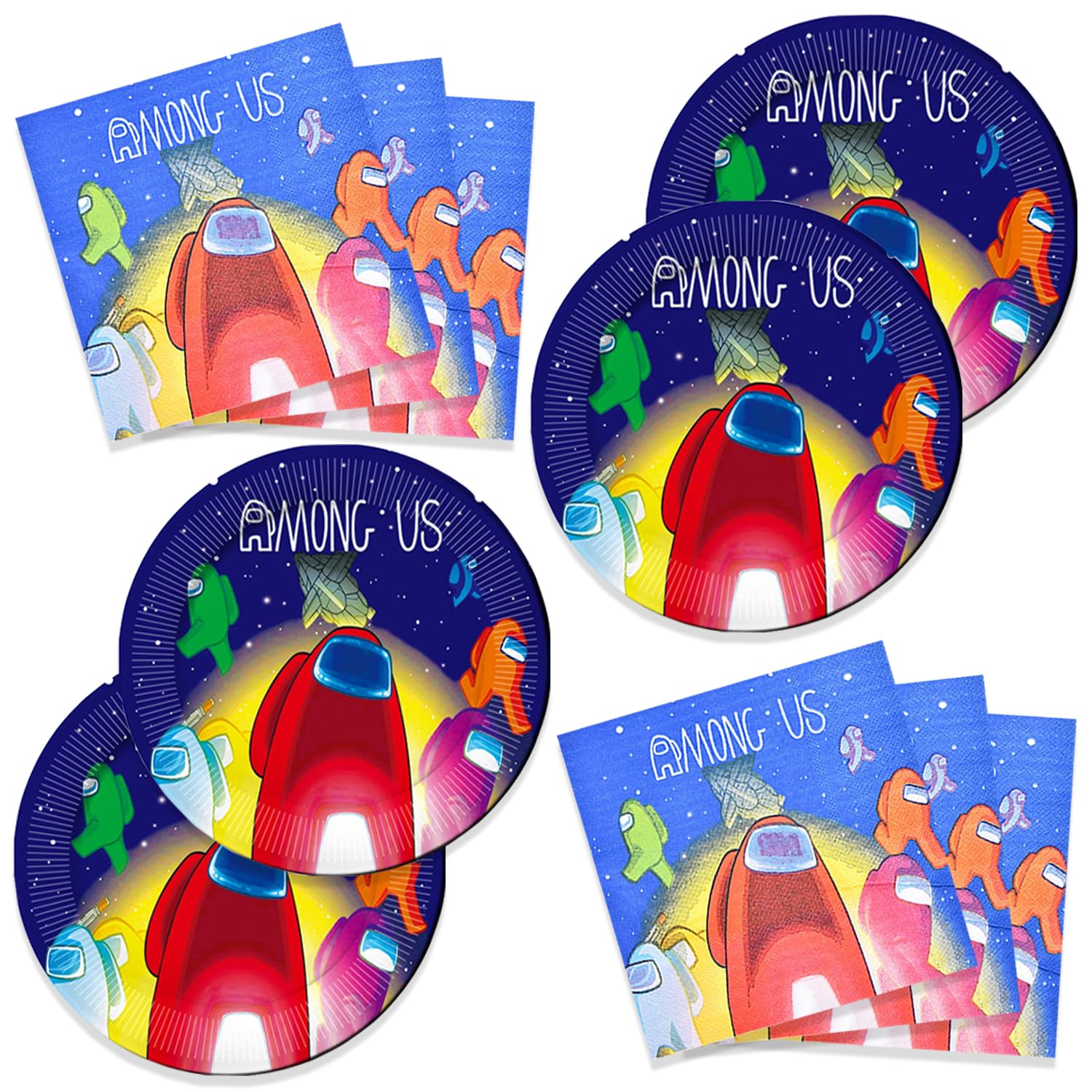 40Pck Among Game Party Supplies include 20 plates, 20 napkins - Product Imagery