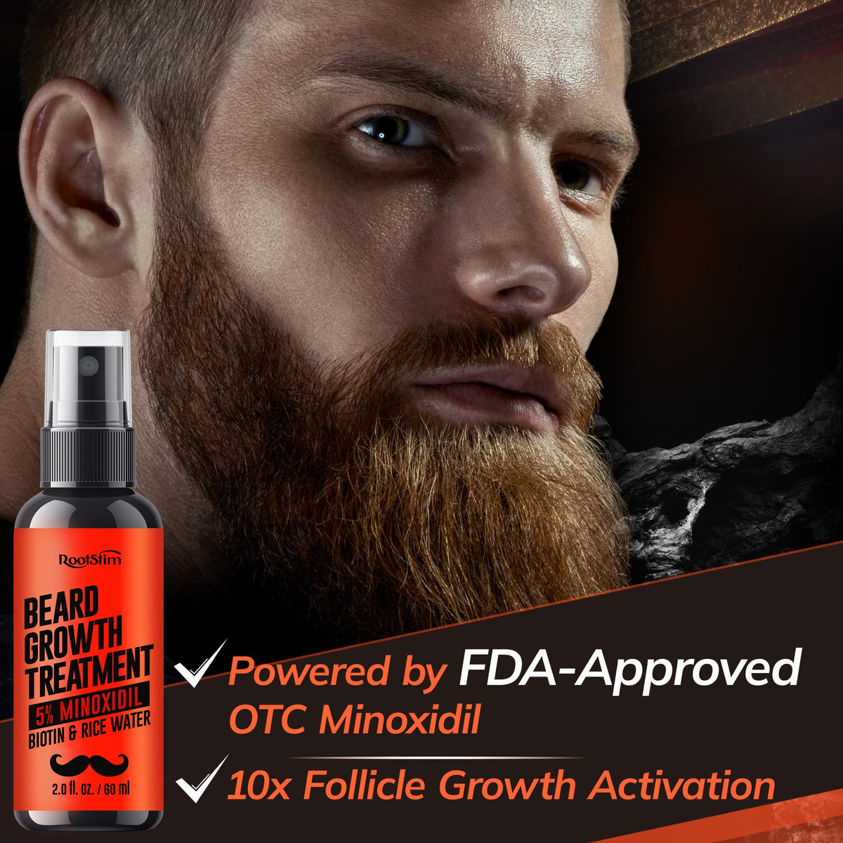 5 Minoxidil Beard Growth Serum for Men 2 Pack Minoxidil Hair - RootStim Official Imagery - 3