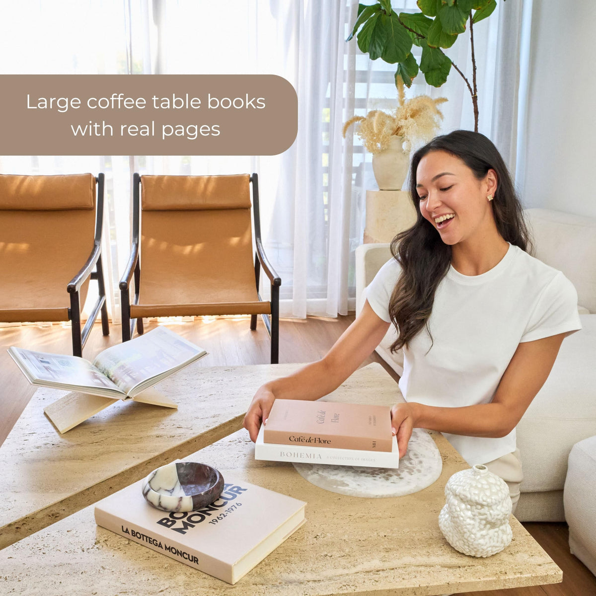 Decorative Coffee Table Books Set of 3 Beige Neutral Tones - Moncur Home Official Imagery - 7