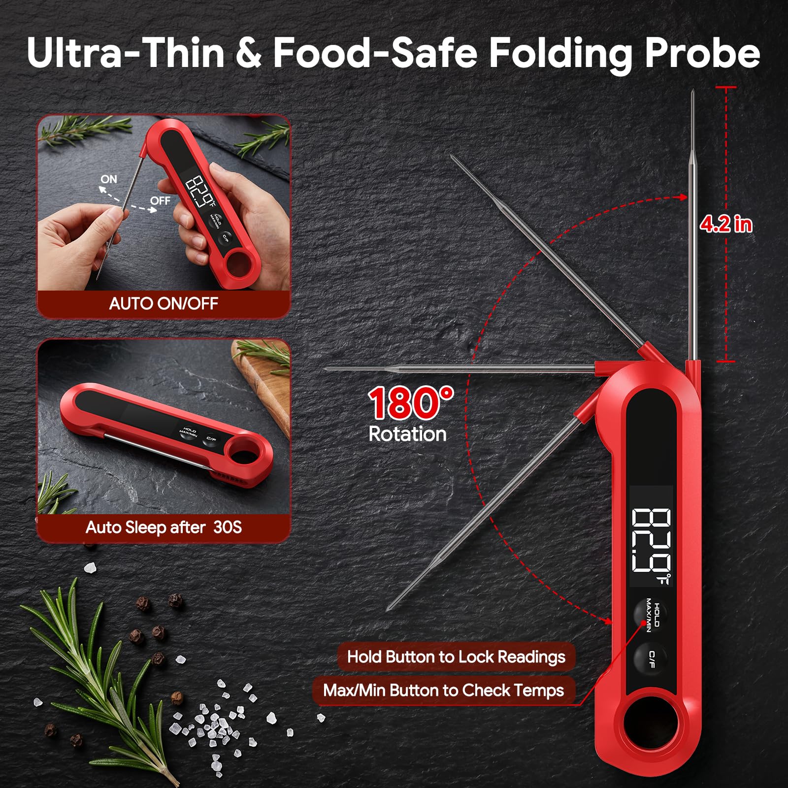 Tojasv Meat Thermometer Digital,1-2S Instant Read Thermometer for Cooking, Grill - Tojasv Official Product View 5