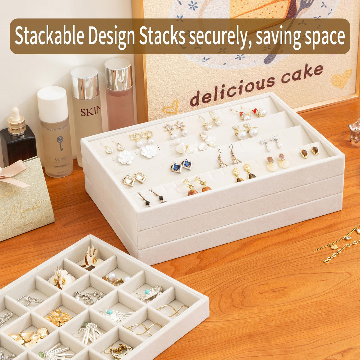 Jewelry Trays for Drawer Set of 2 Jewelry Organizer and - Frebeauty Official Imagery - 7
