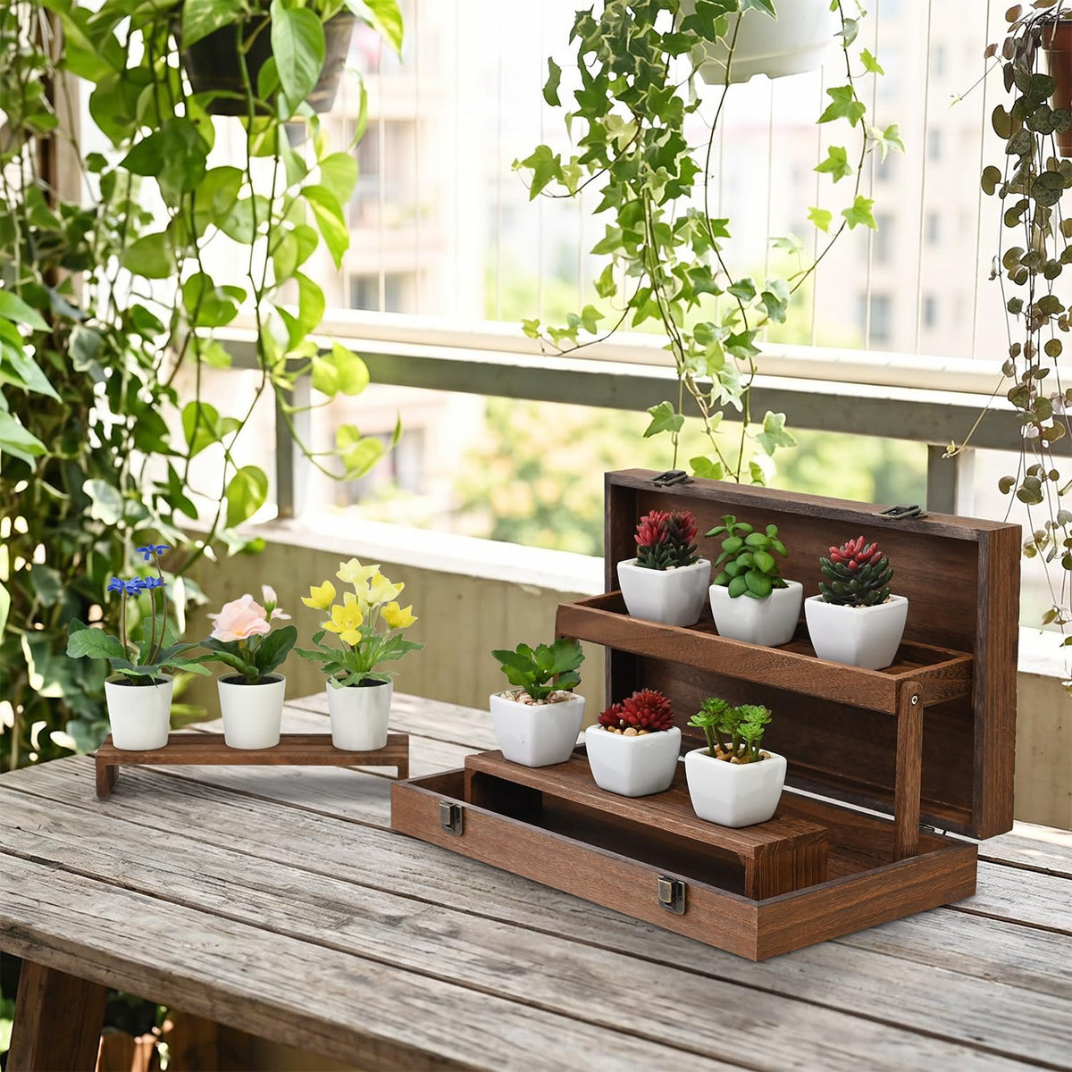 MOOCA 3 Tier Portable Wooden Jewelry Display Risers Carrying - MOOCA Official Imagery - 3