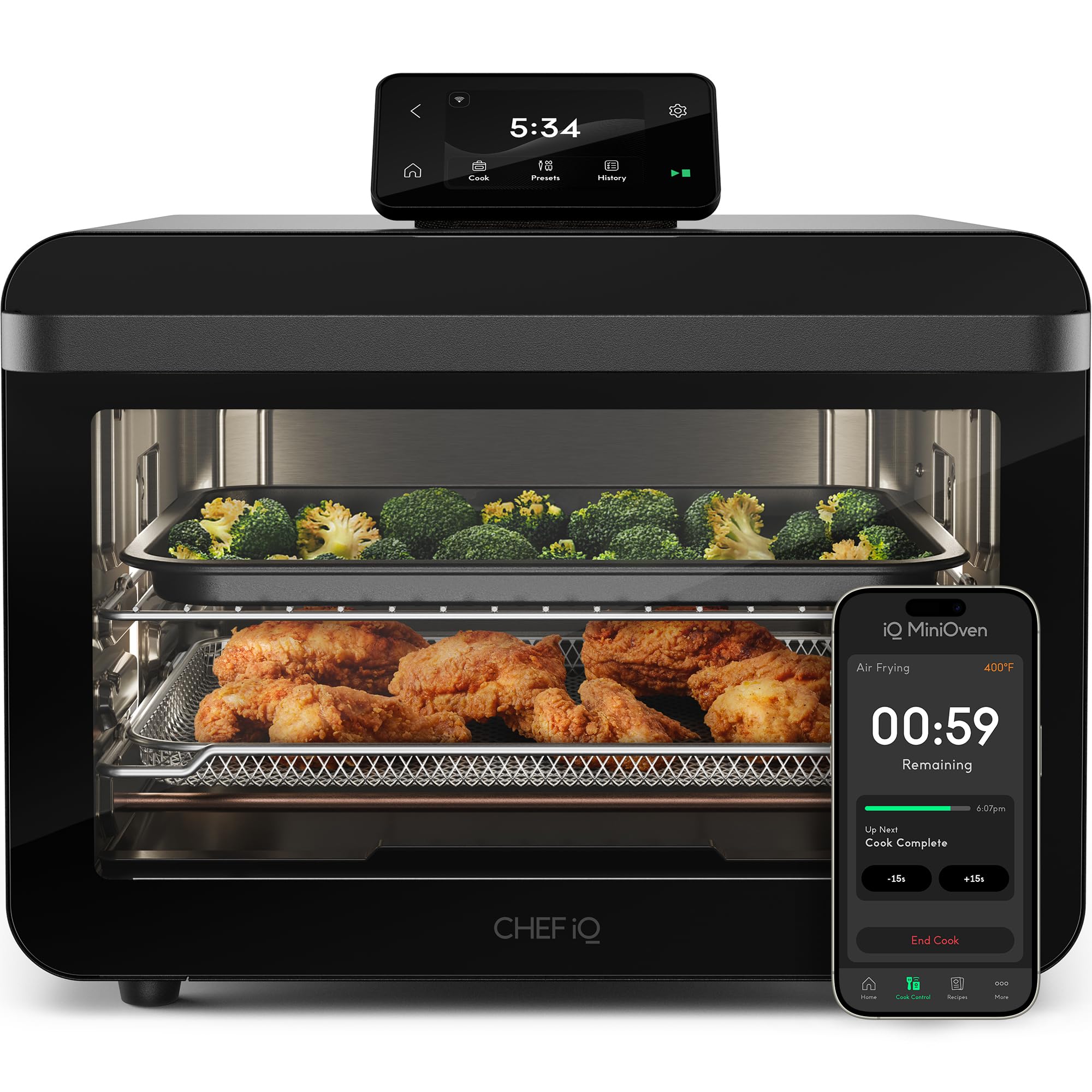CHEF iQ MiniOven Smart Toaster Oven Air Fryer Combo, 11-in-1 - Product Imagery