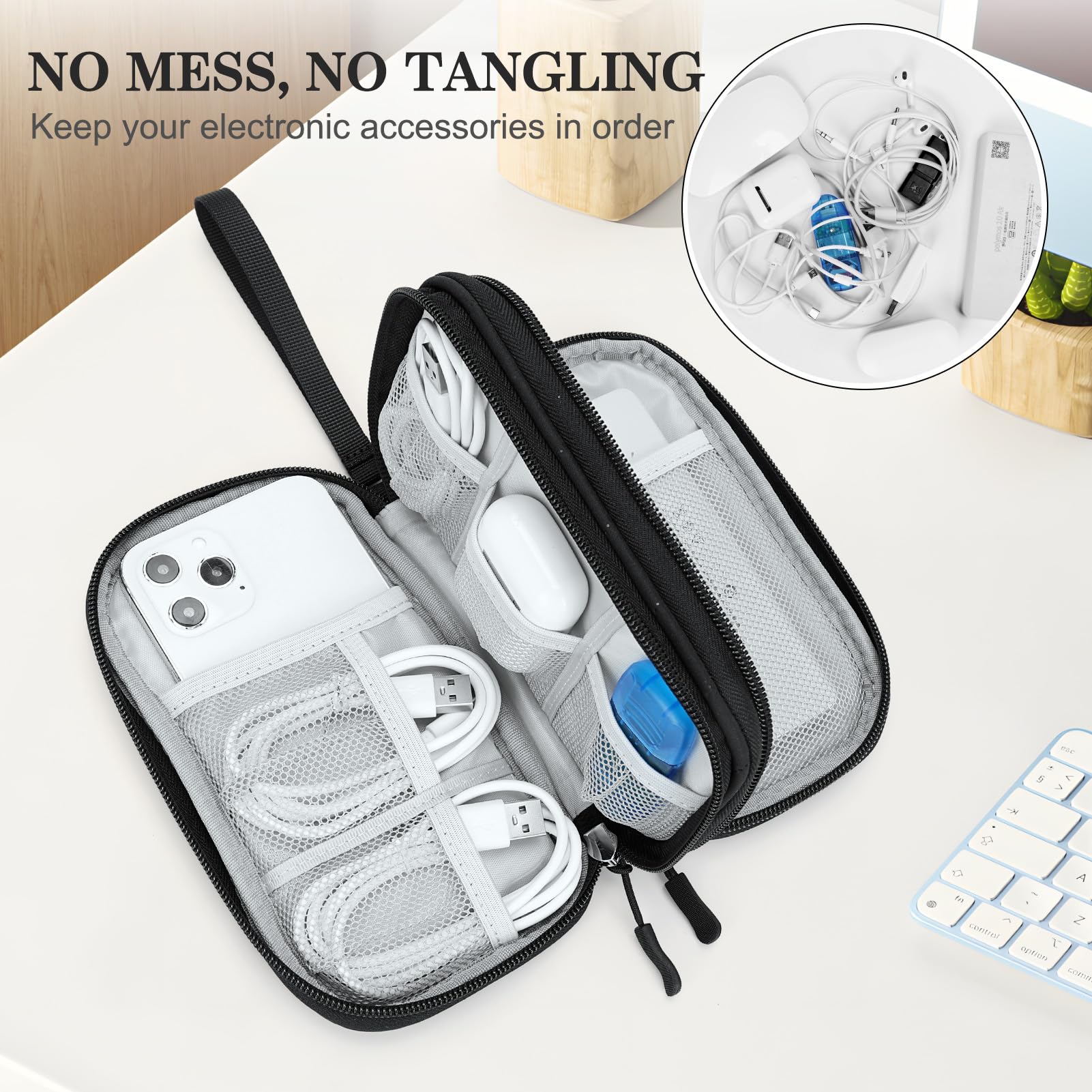 FYY Electronic Organizer, Travel Tech Pouch, Cable Organizer Black Qui - View 5