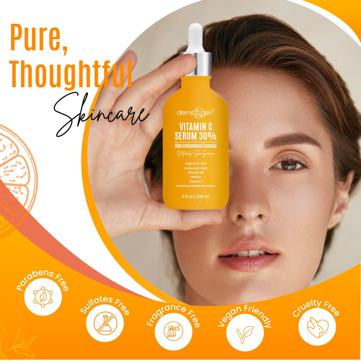 30 Vitamin C Serum Pure Organic Anti Wrinkle Hyaluronic Acid - DERMAXGEN Official Imagery - 4