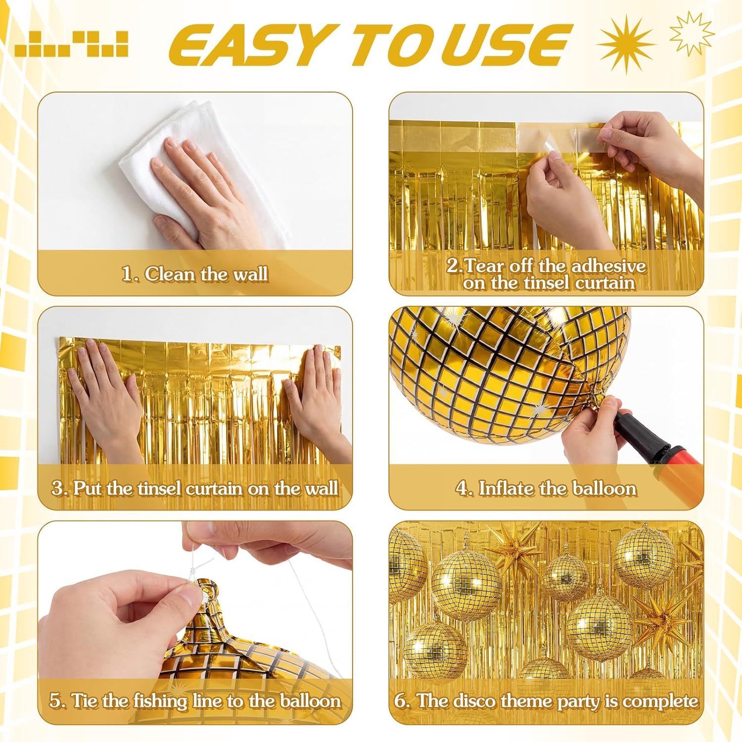 Seenelling 24-piece gold birthday decoration set with 22-inch star-shaped balloons and 4D metallic balloons for celebrations