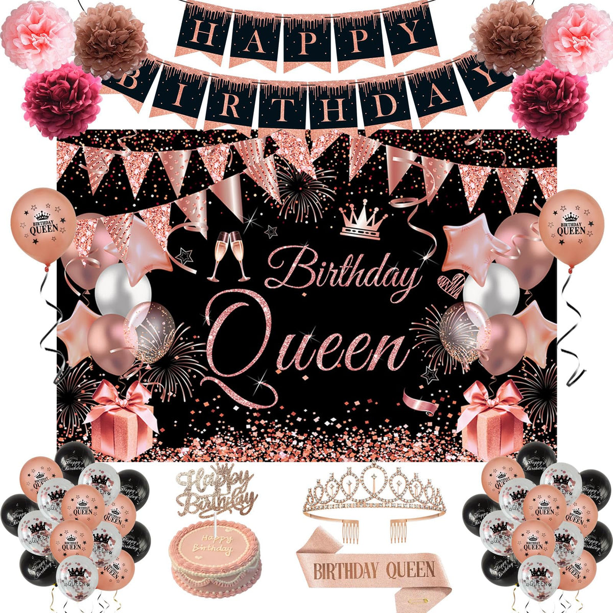 Happy Birthday Party Decorations for Women Girls - JKIYT Official Imagery - 1