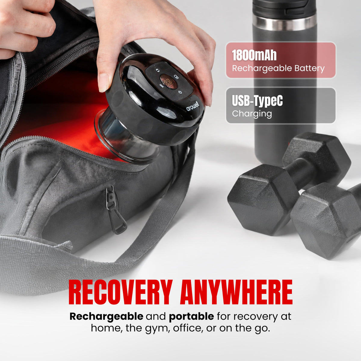 Smart Cupping Therapy Massager with Red Light Heat 12 Levels - AROWELL Official Imagery - 7