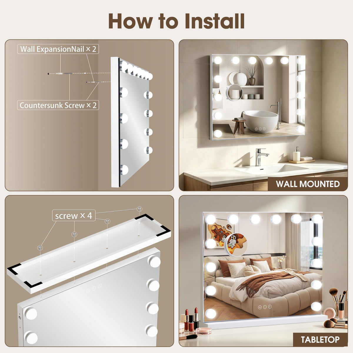 Vanity Mirror with Lights Lighted Makeup Mirror with - NUSVAN Official Imagery - 6