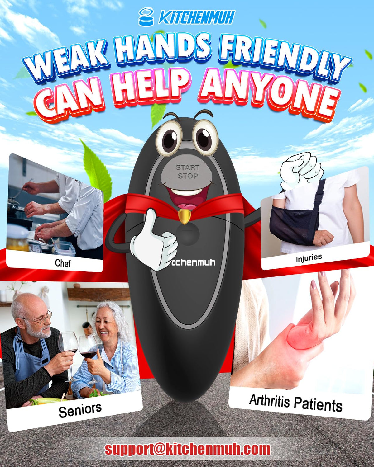 KITCHENMUH One Touch Electric Can Opener Fits All Can Sizes - KITCHENMUH Official Imagery - 8