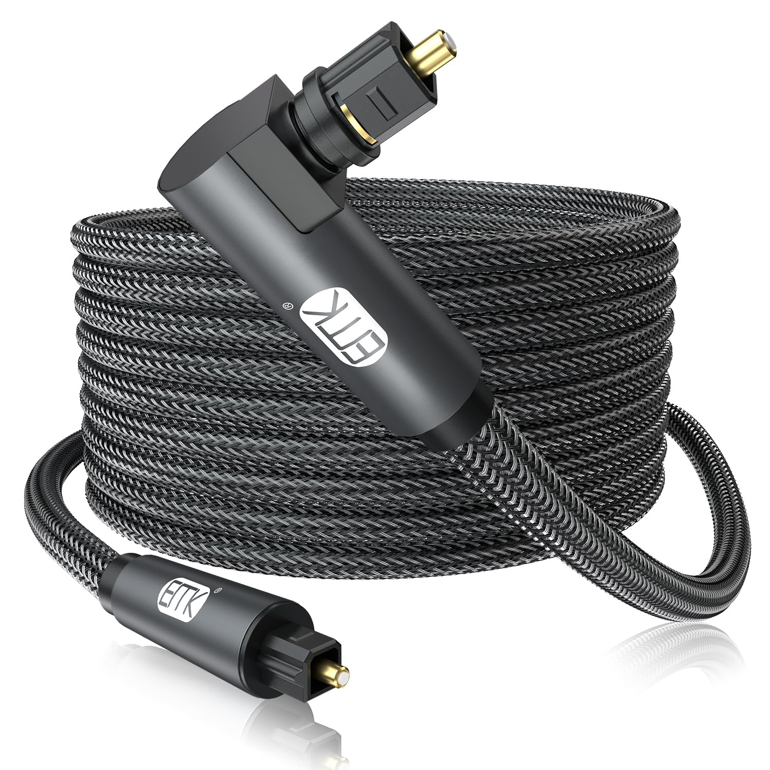 EMK 90 Degree Toslink Optical Cable 360 Degree Free-Rotating Plug by EMK - Angle View 9