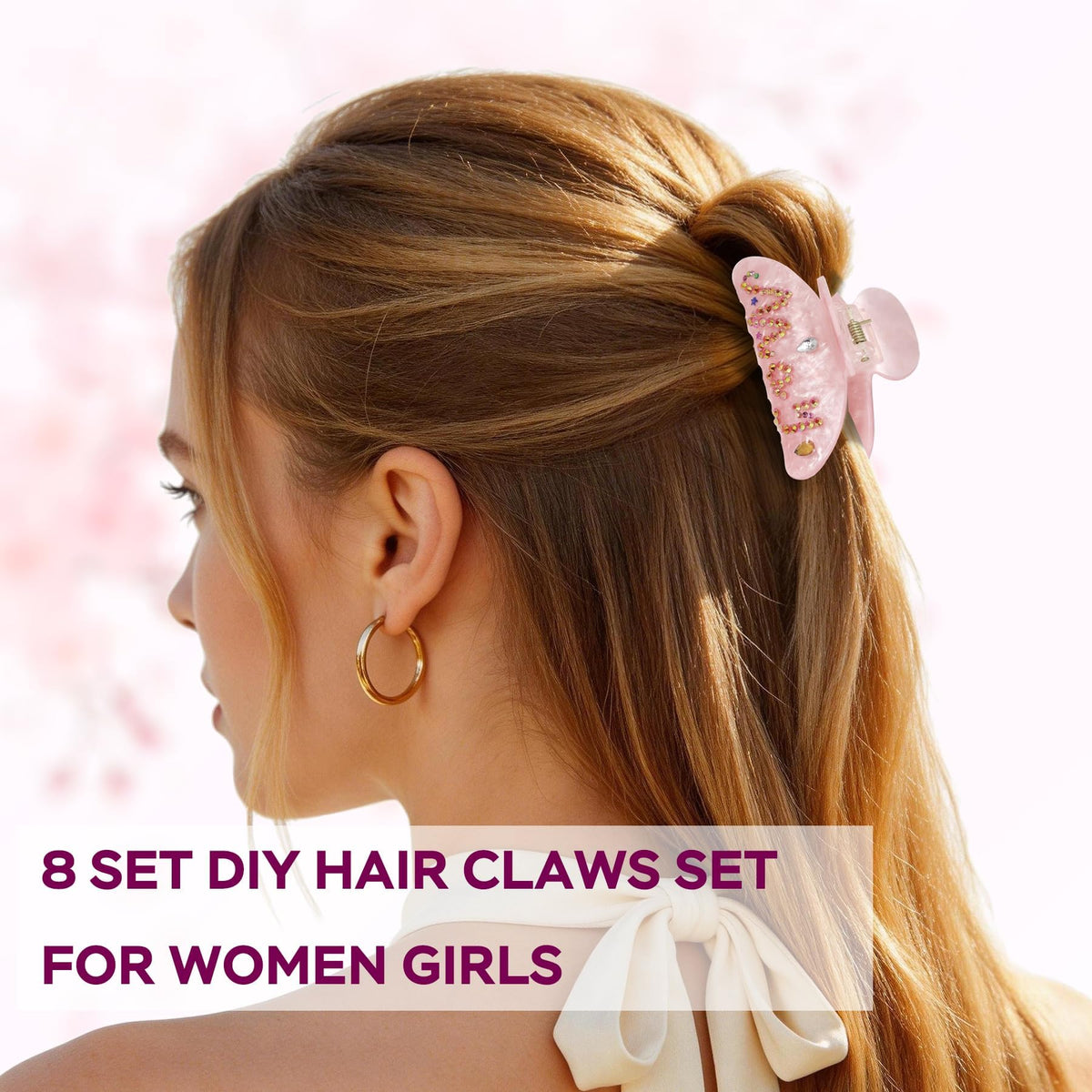8 Sets DIY Hair Claw Clips Kit Claw Clip Decorating Kit for - Rhavelune Official Imagery - 5