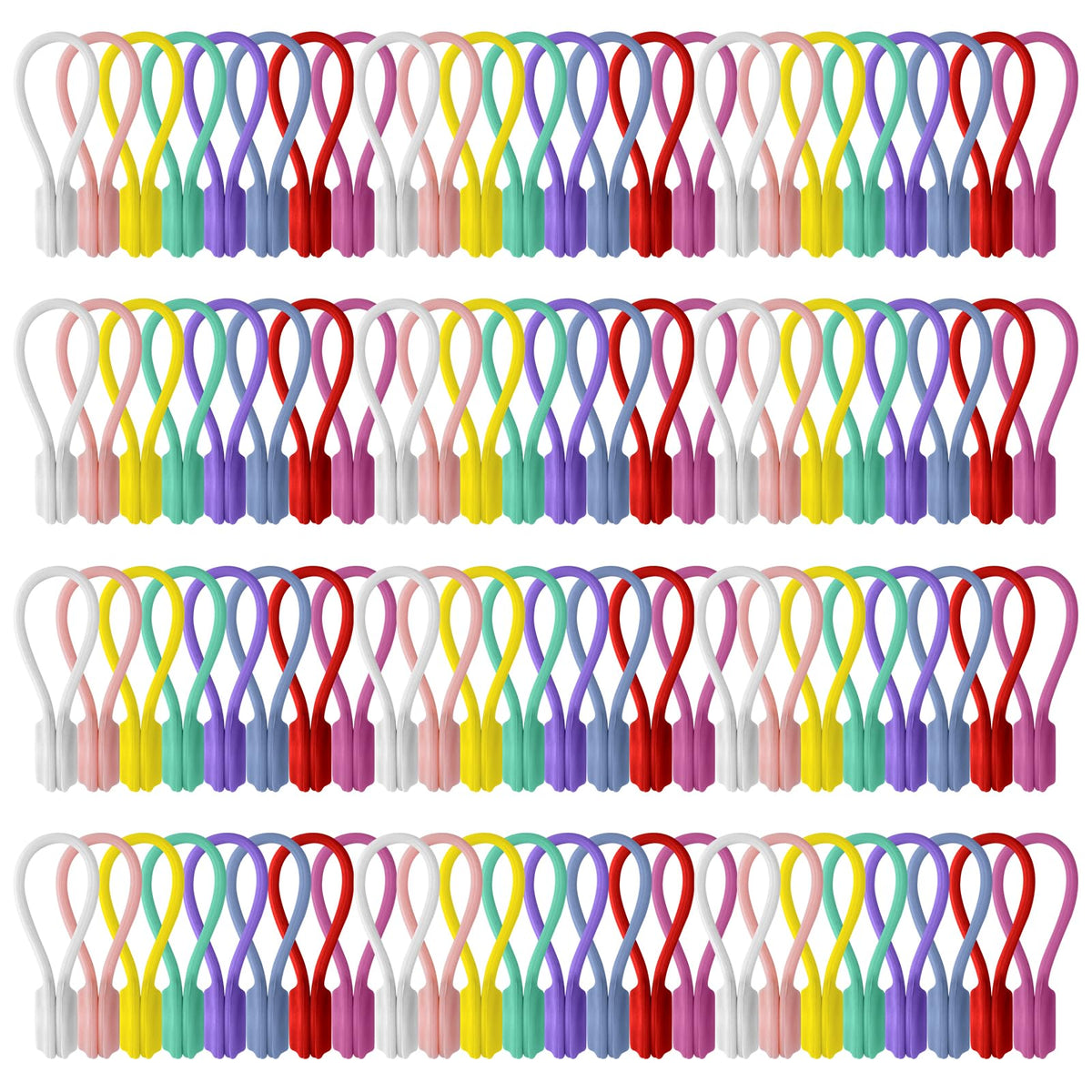 96 Pack Reusable Silicone Magnetic Cable Ties 8 Colors Multi - Motiloo Official Imagery - 1
