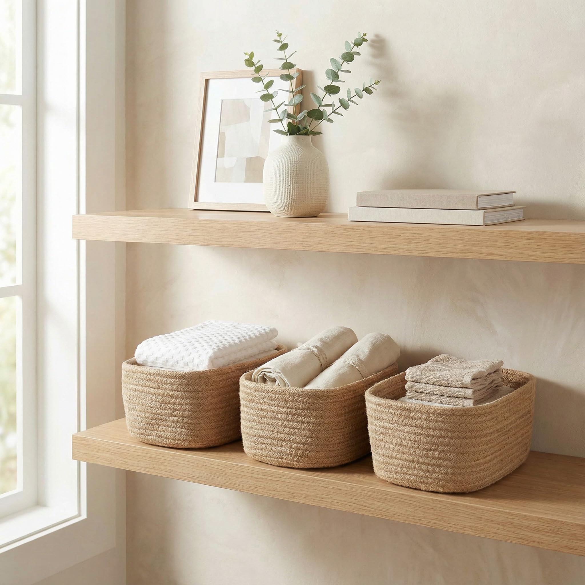 ZICOTO Beautiful Storage Basket Set of 3 - Sturdy Jute Rope Baske - ZICOTO Official Product View 8