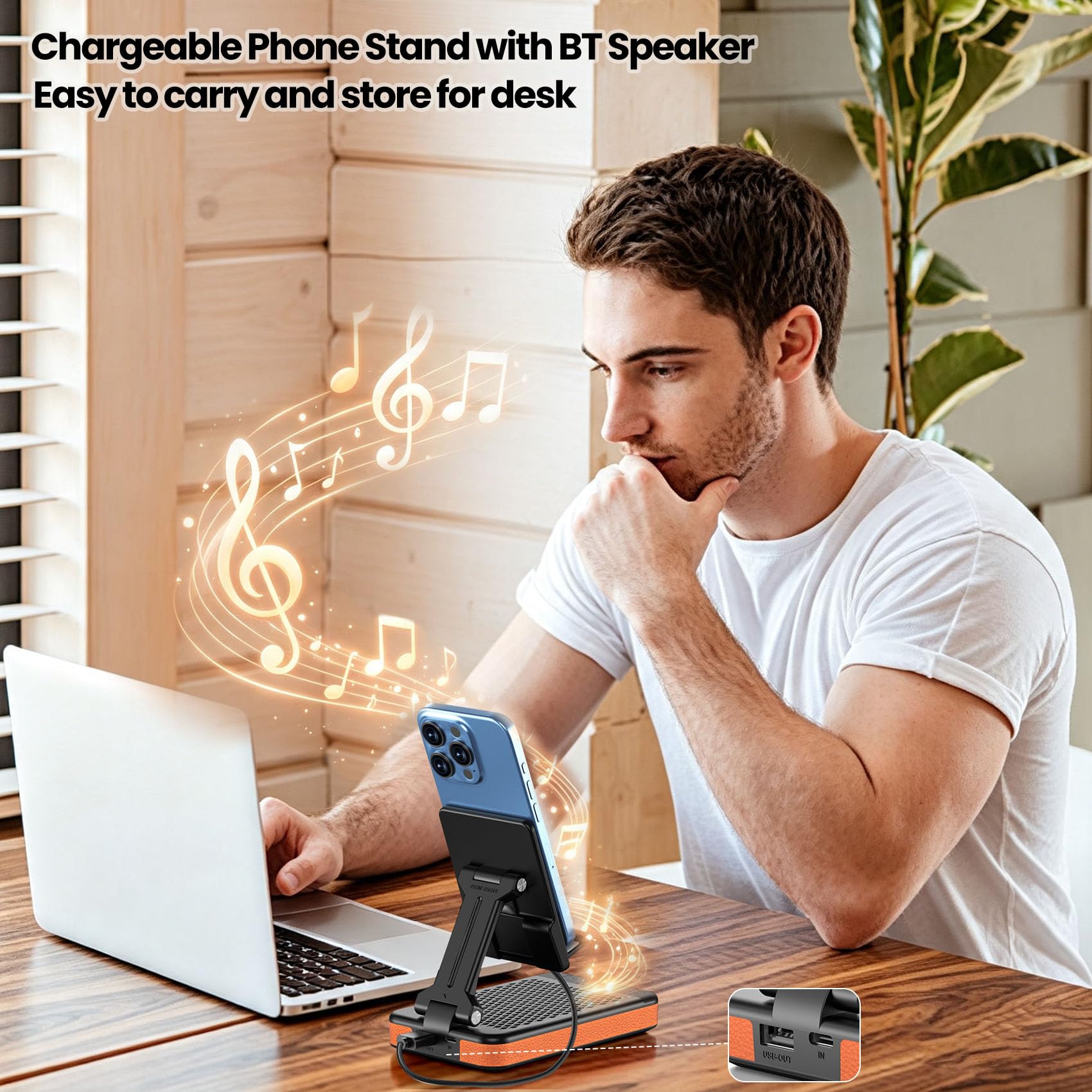 Joymate Portable Charging Phone Stand with 2 Speakers, Gift for Men Wo - View 2