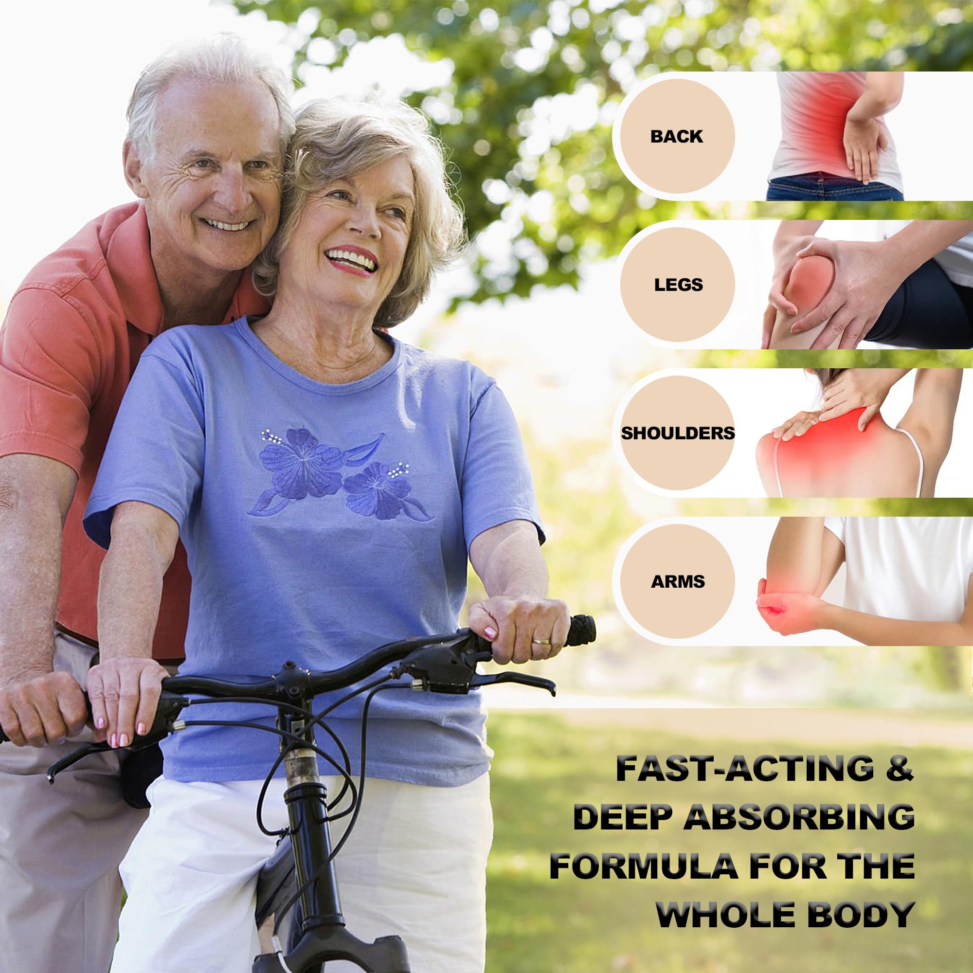 ENVISHA Bee Venom Joint & Bone Cream applied to back, knee, and neck areas, moisturizing and soothing skin.