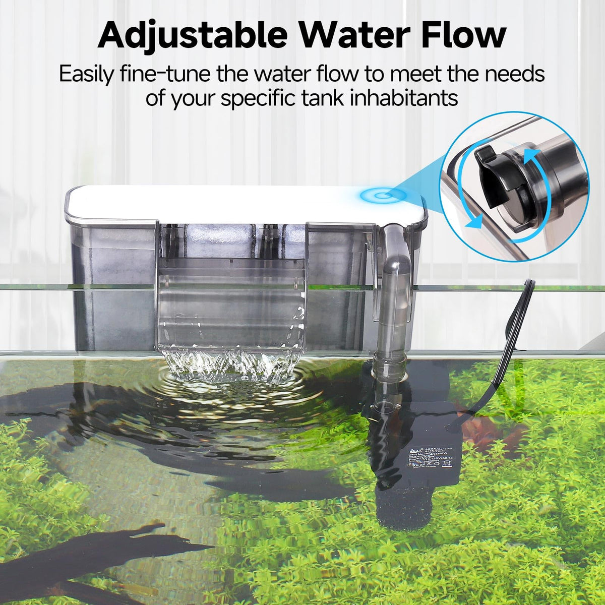 AQQA Quiet 20 30 Gallon Fish Tank Filters Hang on Back - AQQA Official Imagery - 3