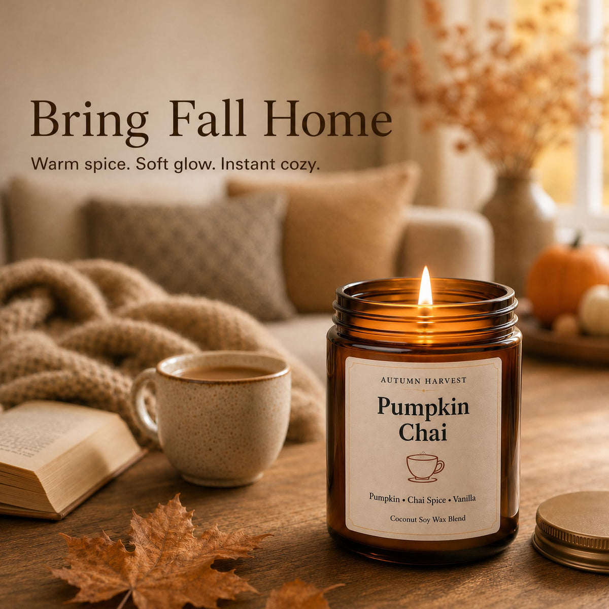 Fall Scented Candle Set of 6 7 oz Soy Candles for Home - YINUO LIGHT Official Imagery - 6