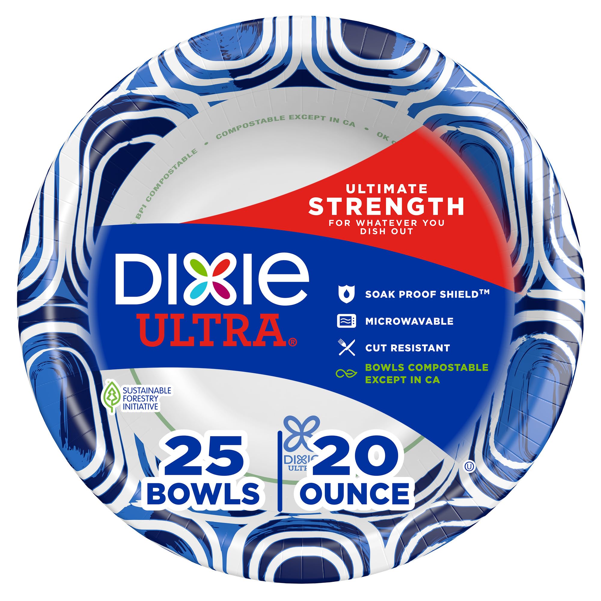 Dixie Ultra Large Paper Bowls 20oz, 25 CT - Product Imagery