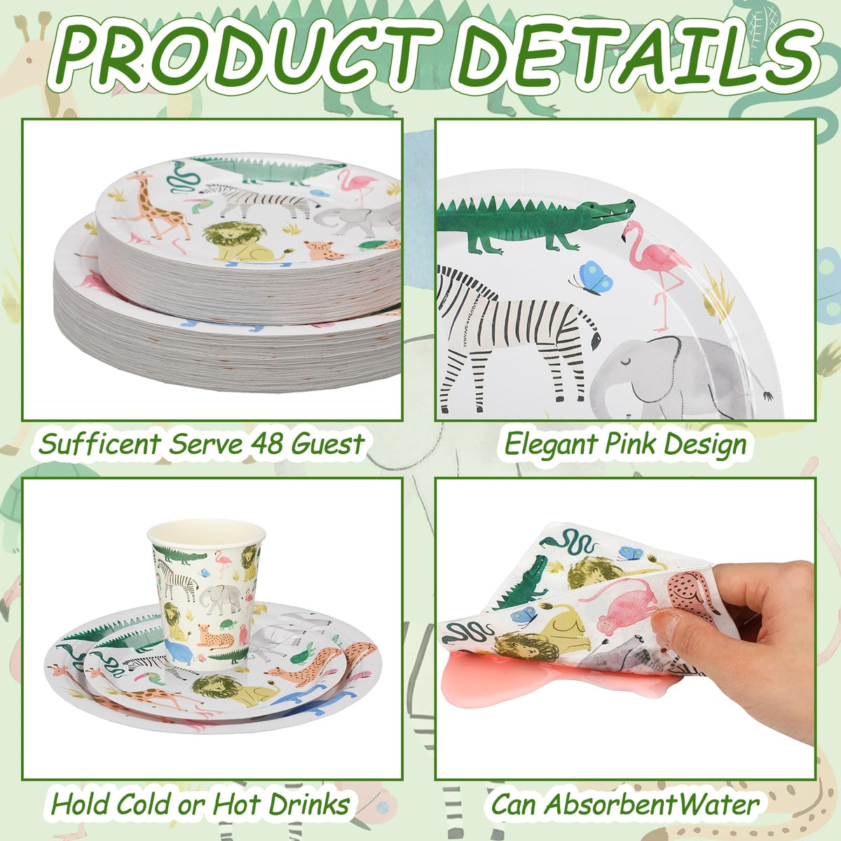 Newtay 350 Pcs 50 Sets Safari Animals Supplies Include Paper - Newtay Official Imagery - 6