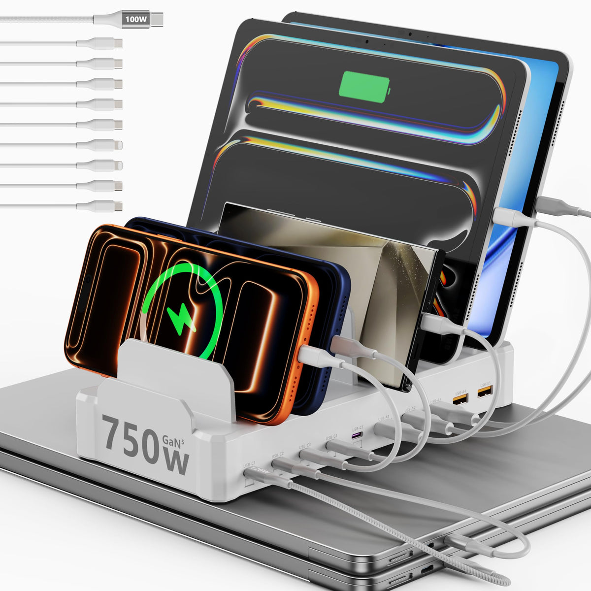 750W Charging Station for Multiple Devices Zobirez 10 Port - zobirez Official Imagery - 2
