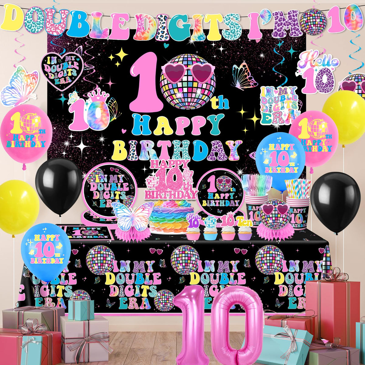 10th Birthday Decorations for Girl 198pcs Double Digits - Gexlaju Official Imagery - 3