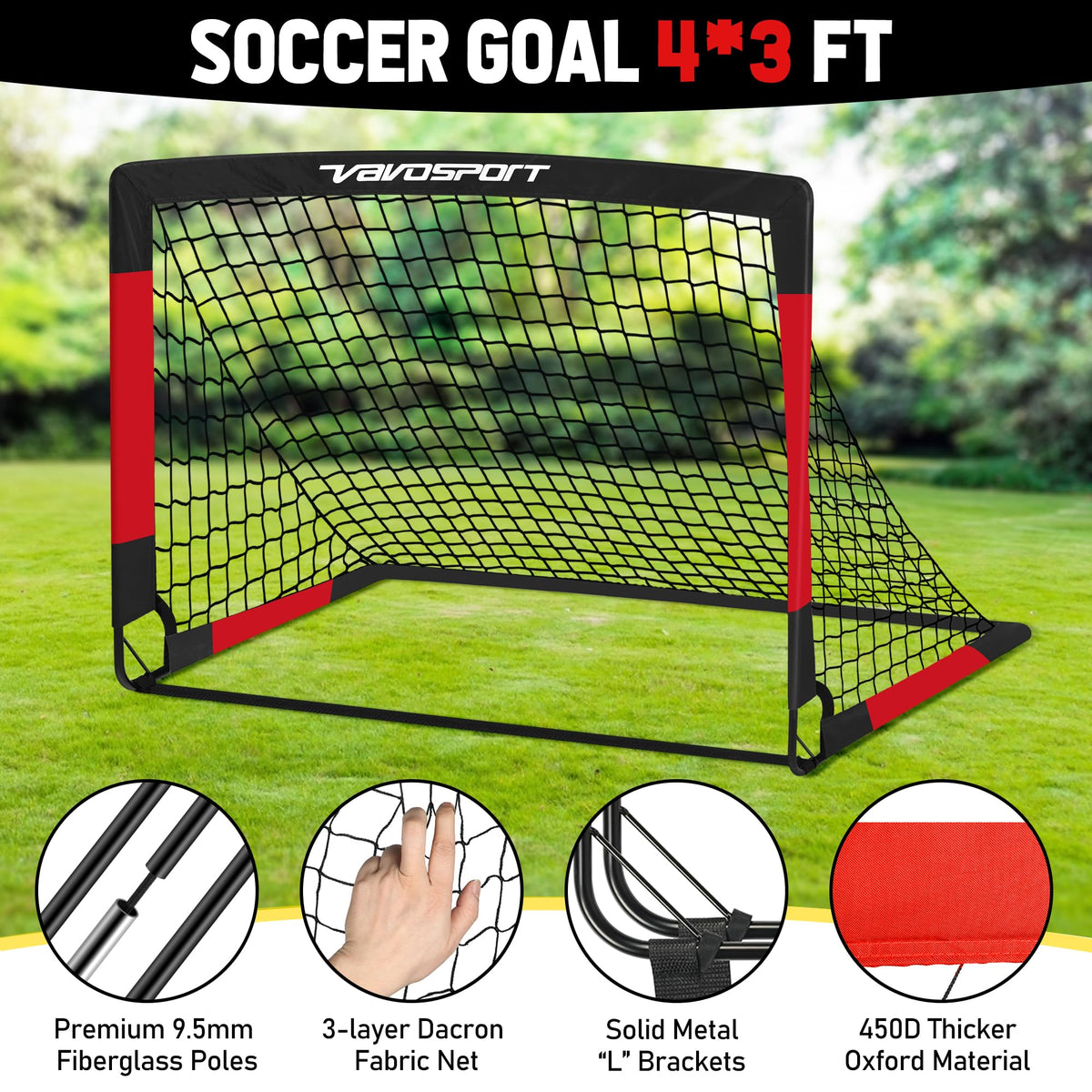 Kids Soccer Goals for Backyard 2 Pack 4x3ft Portable Soccer - VAVOSPORT Official Imagery - 4