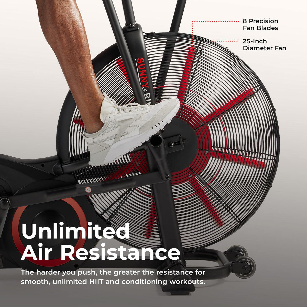 Sunny Health Fitness Smart Heavy Duty Fan Bike for HIIT - Sunny Health & Fitness Official Imagery - 5