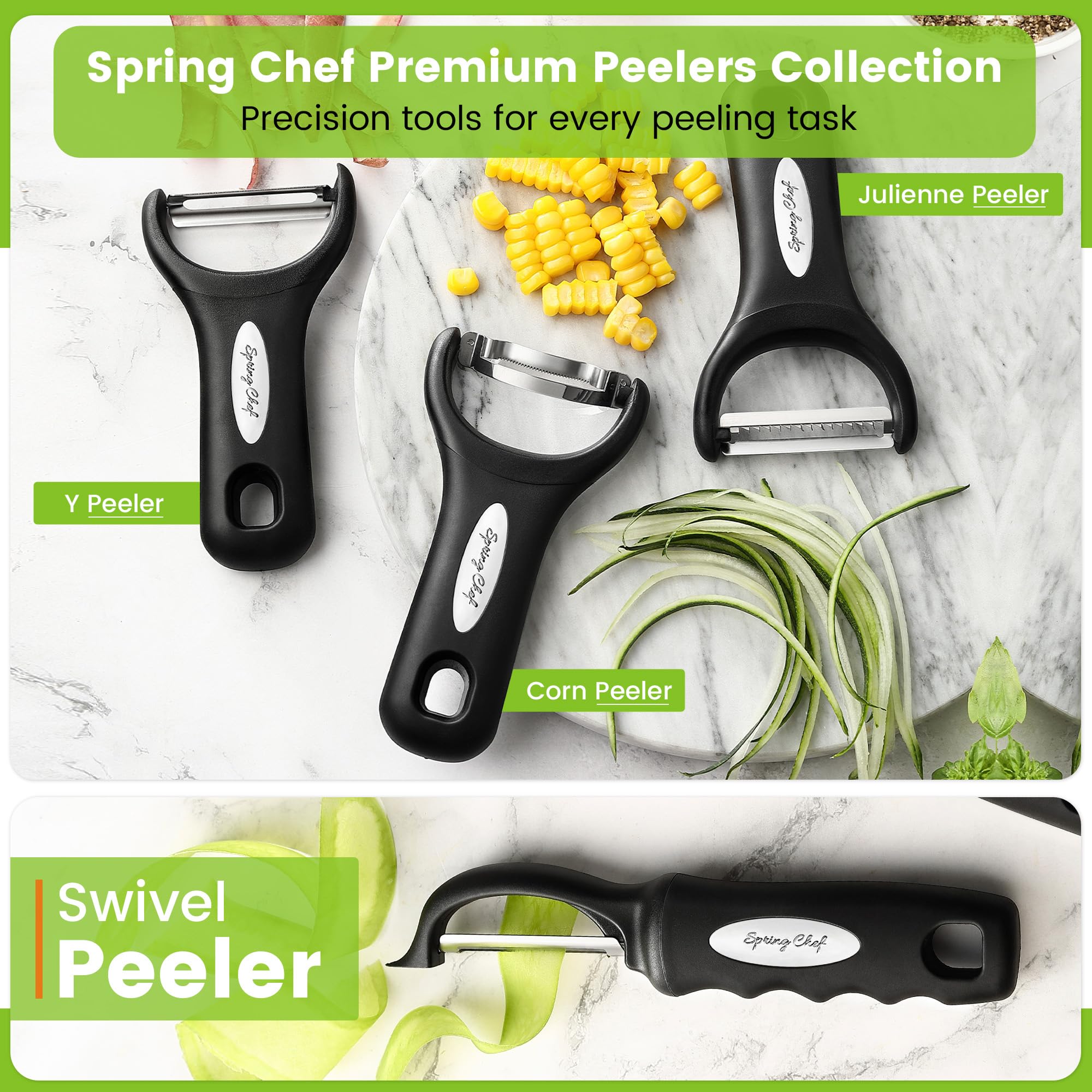 Spring Chef Swivel Vegetable Peeler for Kitchen w/Soft Grip Handl - Spring Chef Official Product View 8