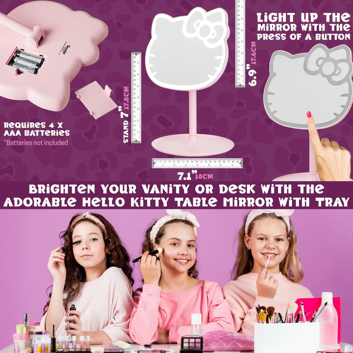 Get Trend Hello Kitty Sanrio LED Vanity Mirror with Lights - Get Trend Official Imagery - 4