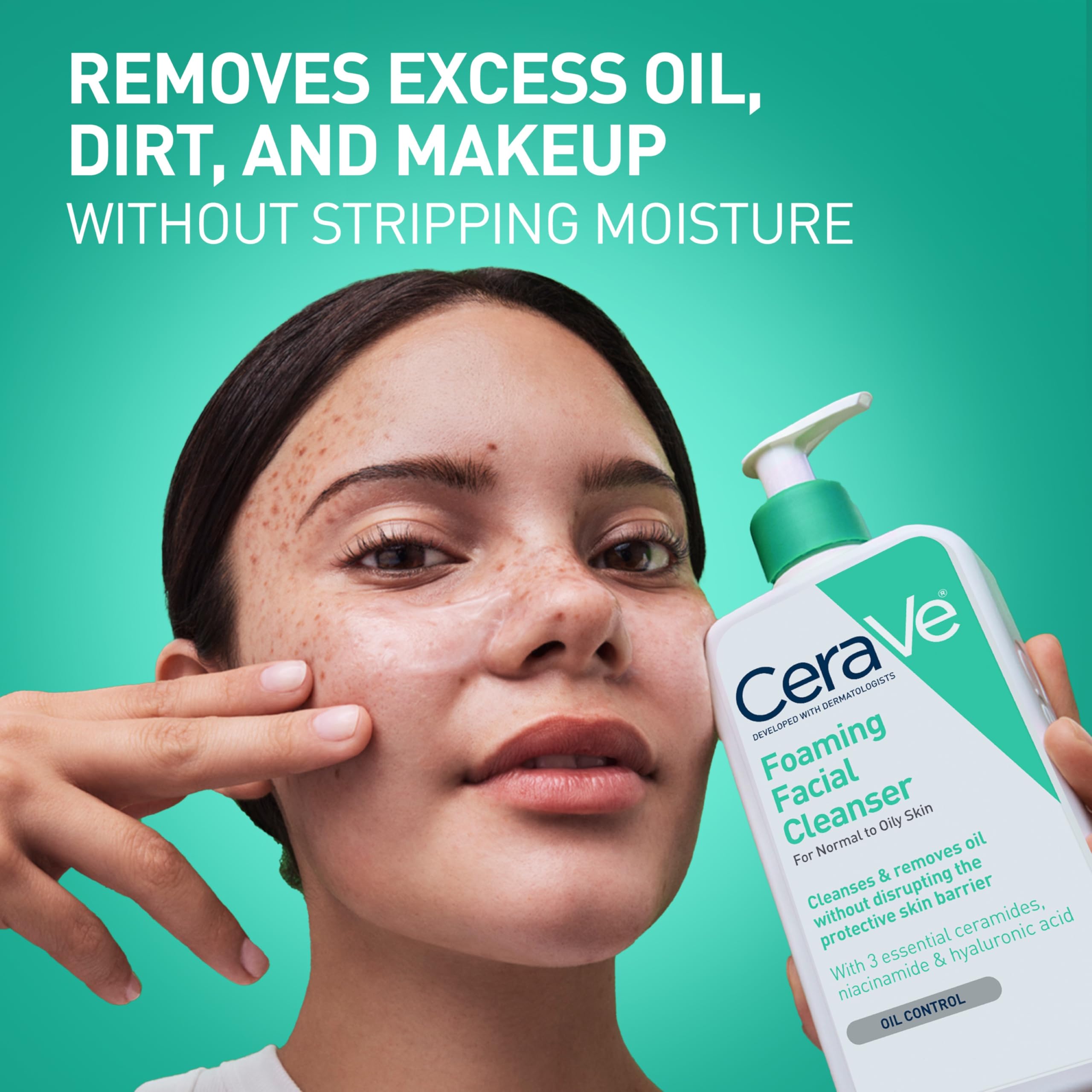CeraVe Foaming Facial Cleanser, Face Wash for Oily Skin, 16fl oz - CeraVe Official Product View 3