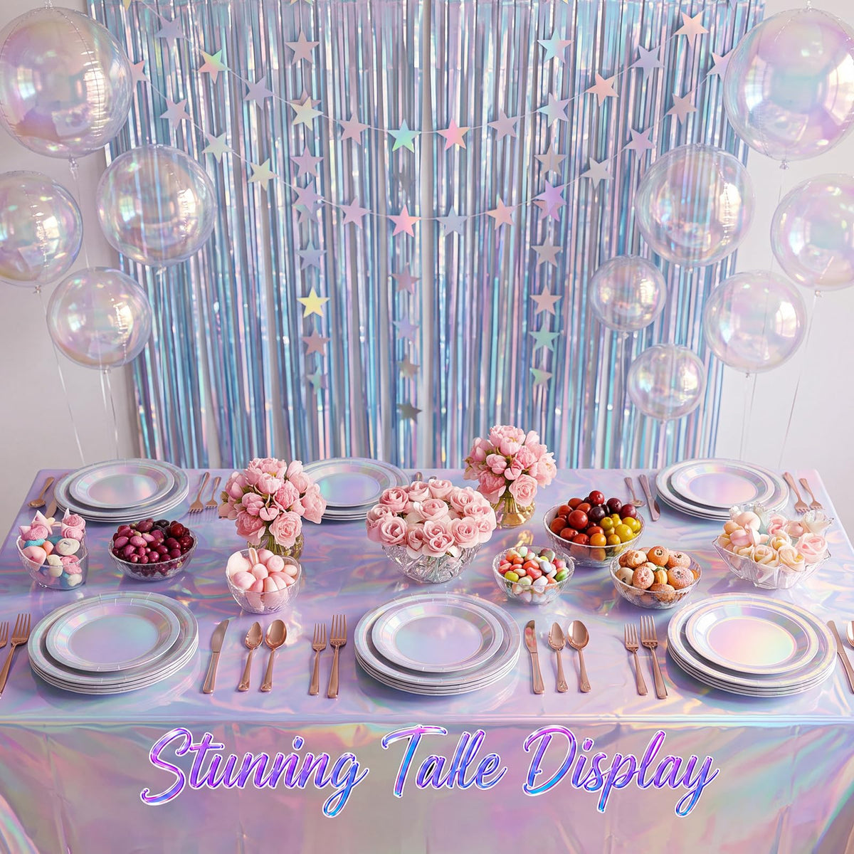 Iridescent Party Decorations Holographic Party Supplie for - OBreezify Official Imagery - 7