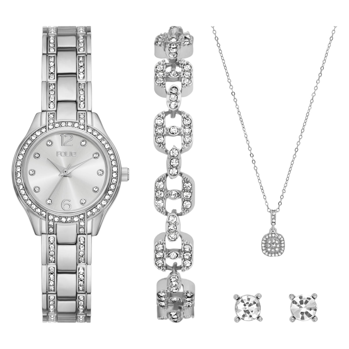 Folio Women s Three Hand Silver Tone Alloy Watch Gift Set - Folio Official Imagery - 1