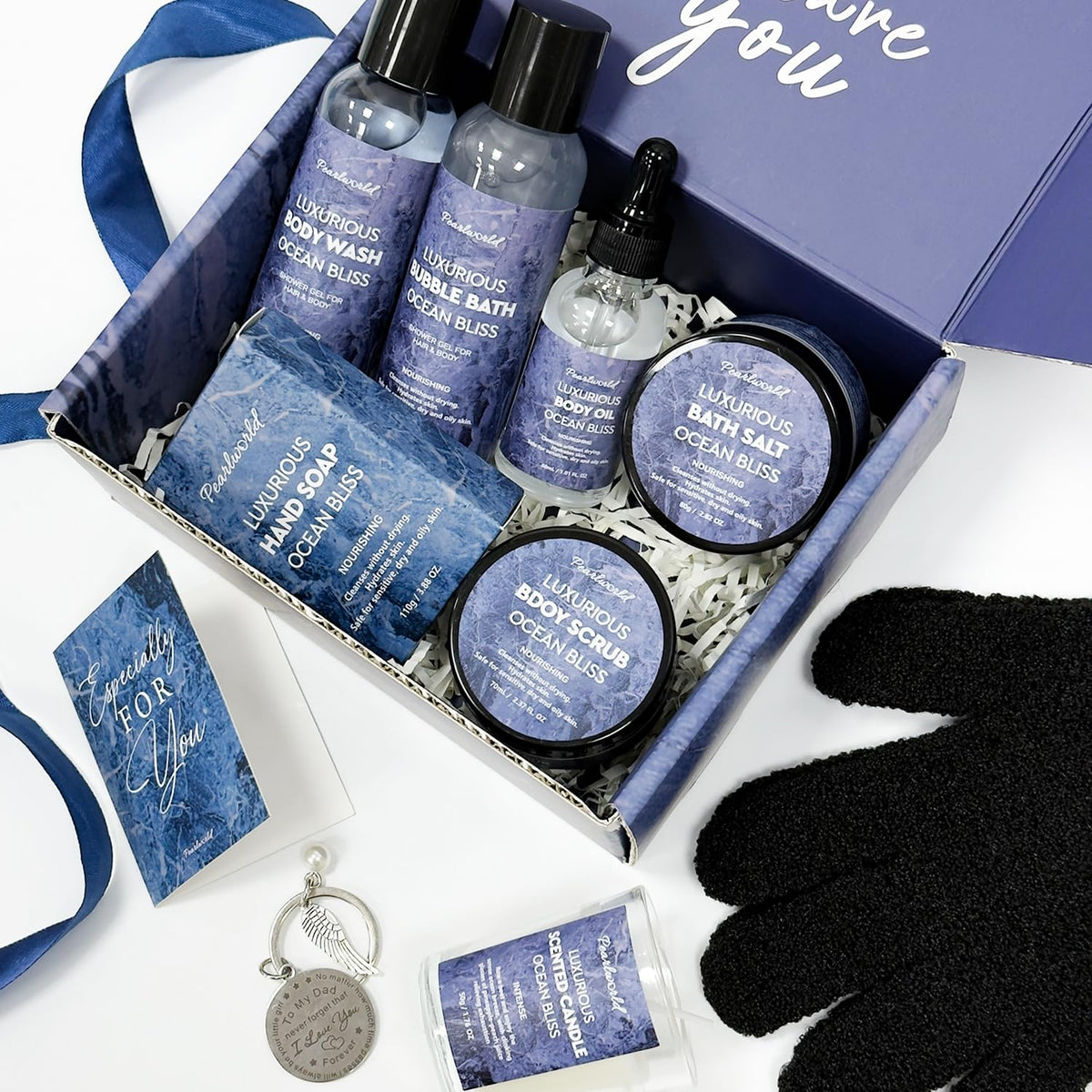 Birthday Gifts Baskets for Men Bath Spa Set Ocean Scented - PEARLWORLD Official Imagery - 4