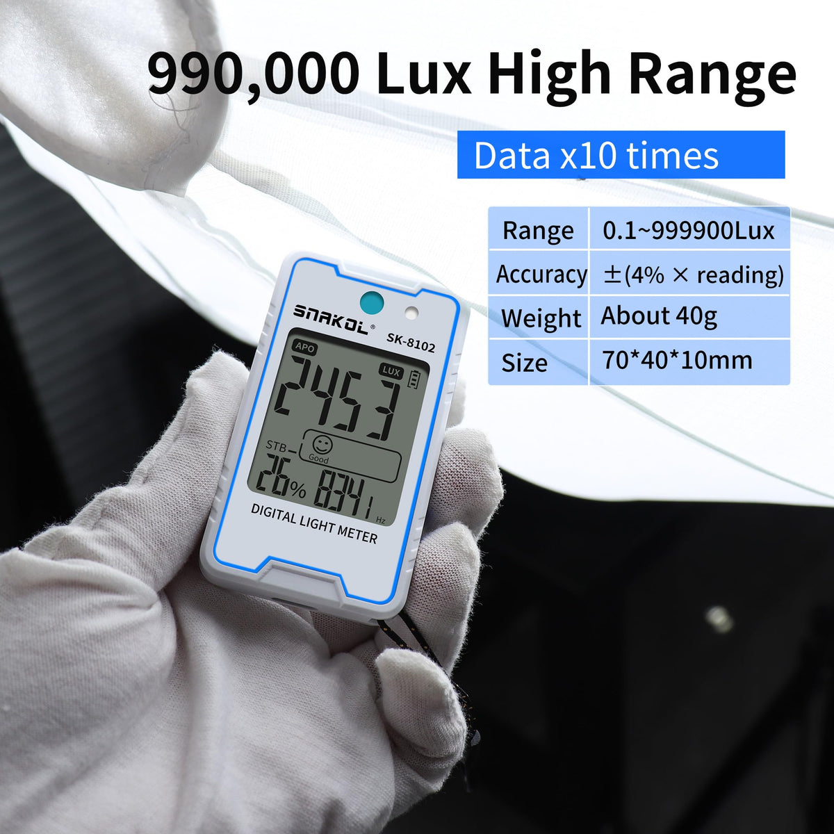 Digital Lux Meter Pocket Illuminance Tester with Temp - SNAKOL Official Imagery - 5